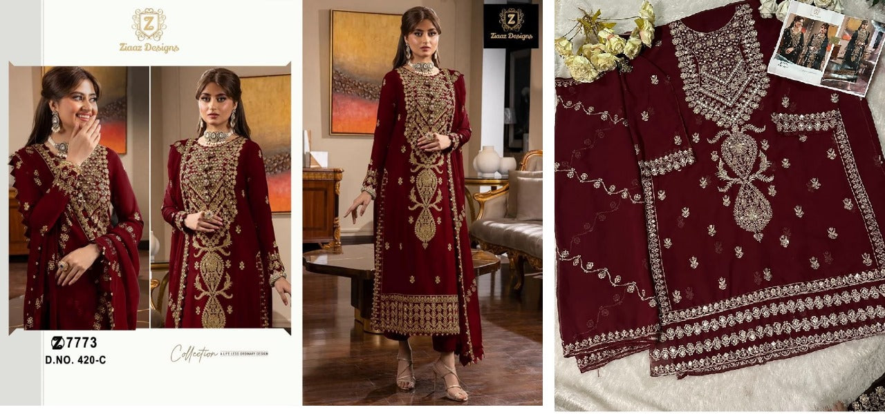 420 Ziaaz Designs Georgette Pakistani Salwar Suits