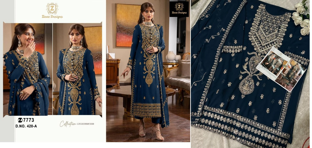 420 Ziaaz Designs Georgette Pakistani Salwar Suits