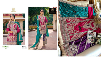 431-432-433 Ziaaz Designs Chinon Pakistani Readymade Suits