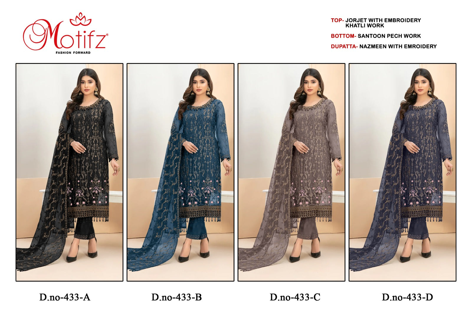 433 Motifz Georgette Pakistani Salwar Suits
