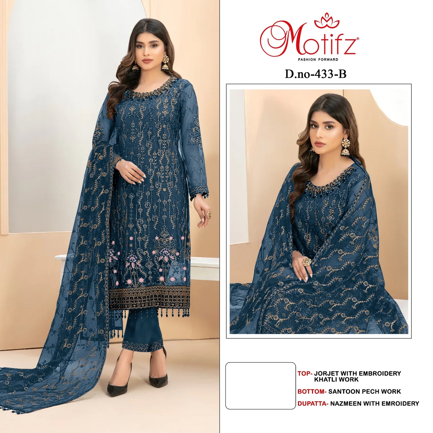 433 Motifz Georgette Pakistani Salwar Suits
