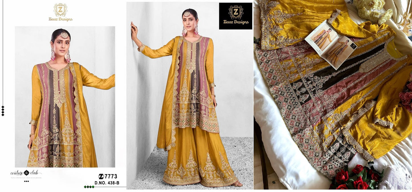 438 Ziaaz Designs Chinnon Pakistani Readymade Suits