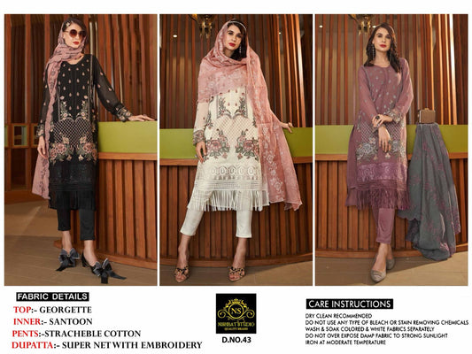 43 Nishbat Studio Georgette Pakistani Readymade Suits