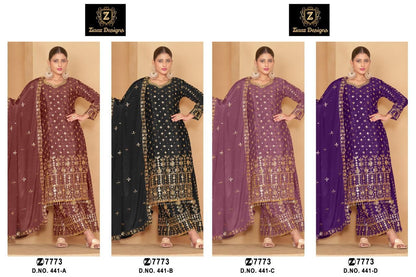 441 Ziaaz Designs Chinon Pakistani Salwar Suits