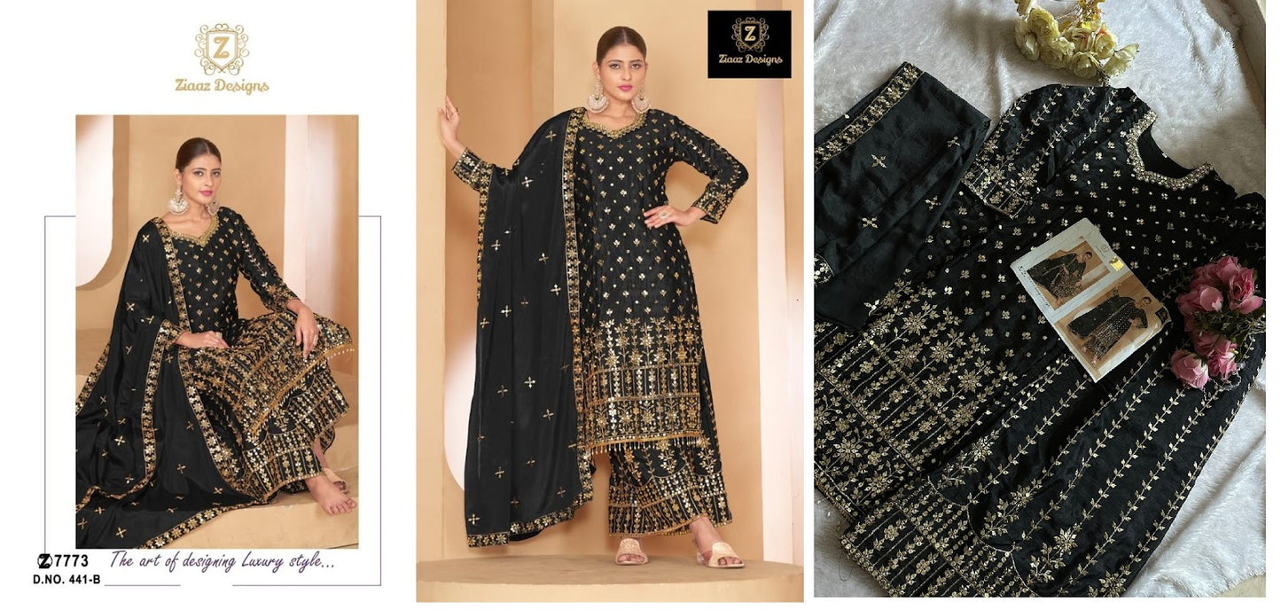441 Ziaaz Designs Chinon Pakistani Salwar Suits