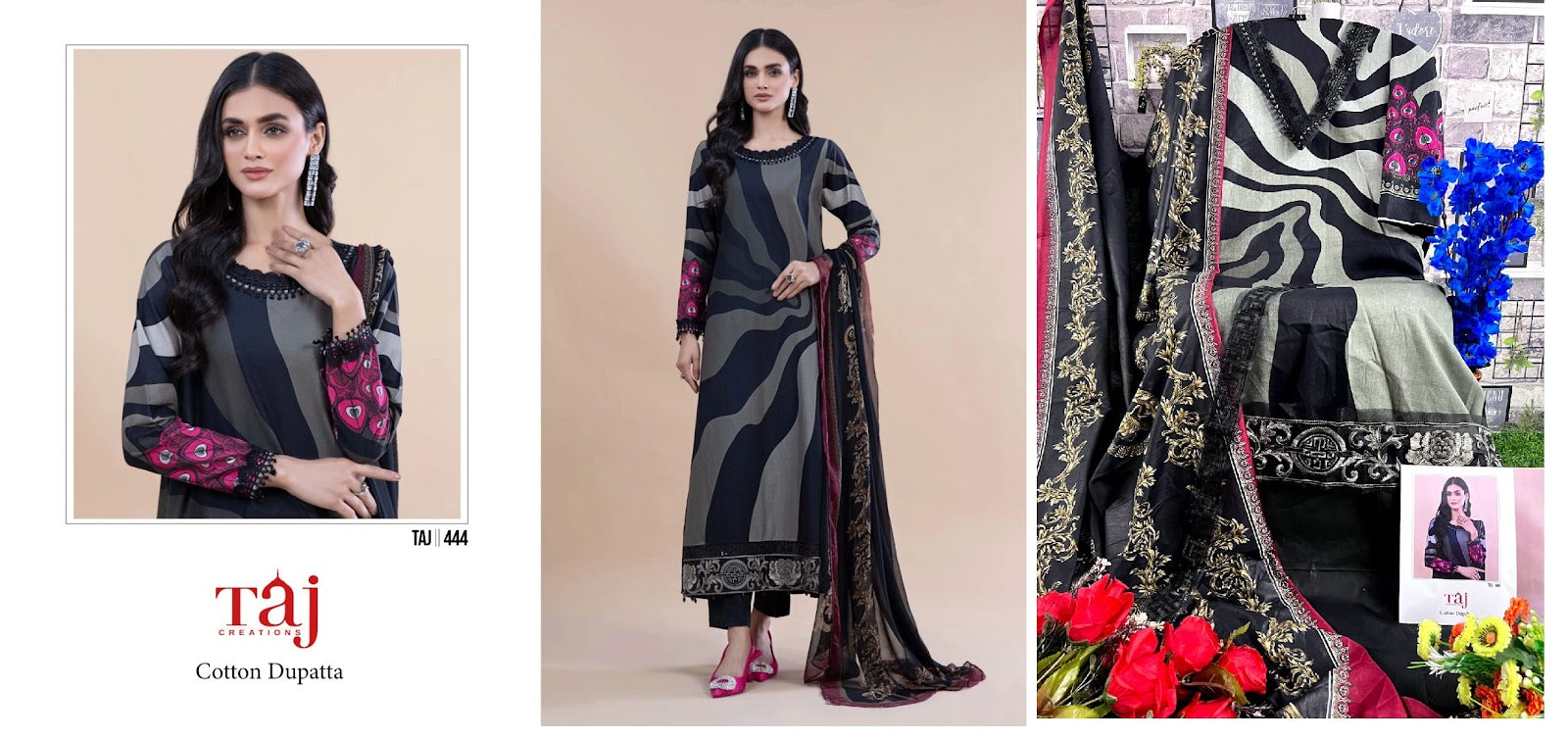 444-446 Taj Creations Cotton Pakistani Salwar Suits