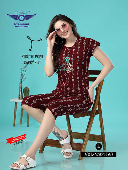4501 A Grab It Sinker Capri Night Suits