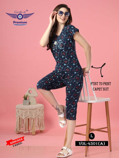 4501 A Grab It Sinker Capri Night Suits