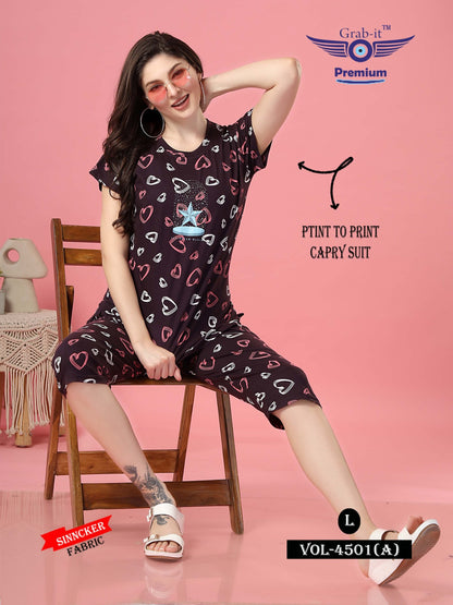 4501 A Grab It Sinker Capri Night Suits