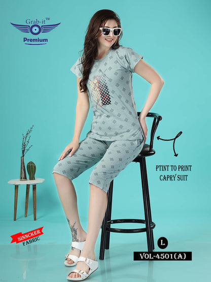 4501 A Grab It Sinker Capri Night Suits