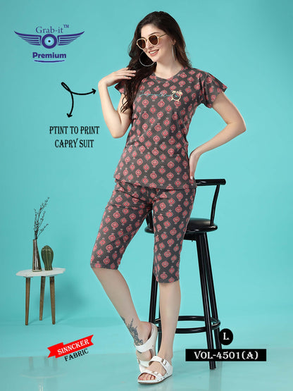 4501 A Grab It Sinker Capri Night Suits