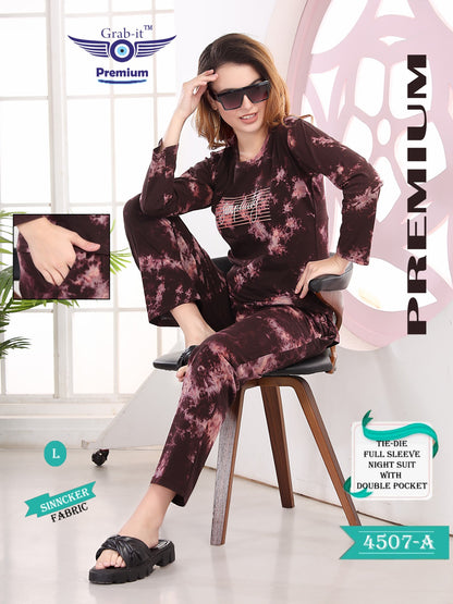 4507 A Grab It Tie Die Full Sleeve Night Suits