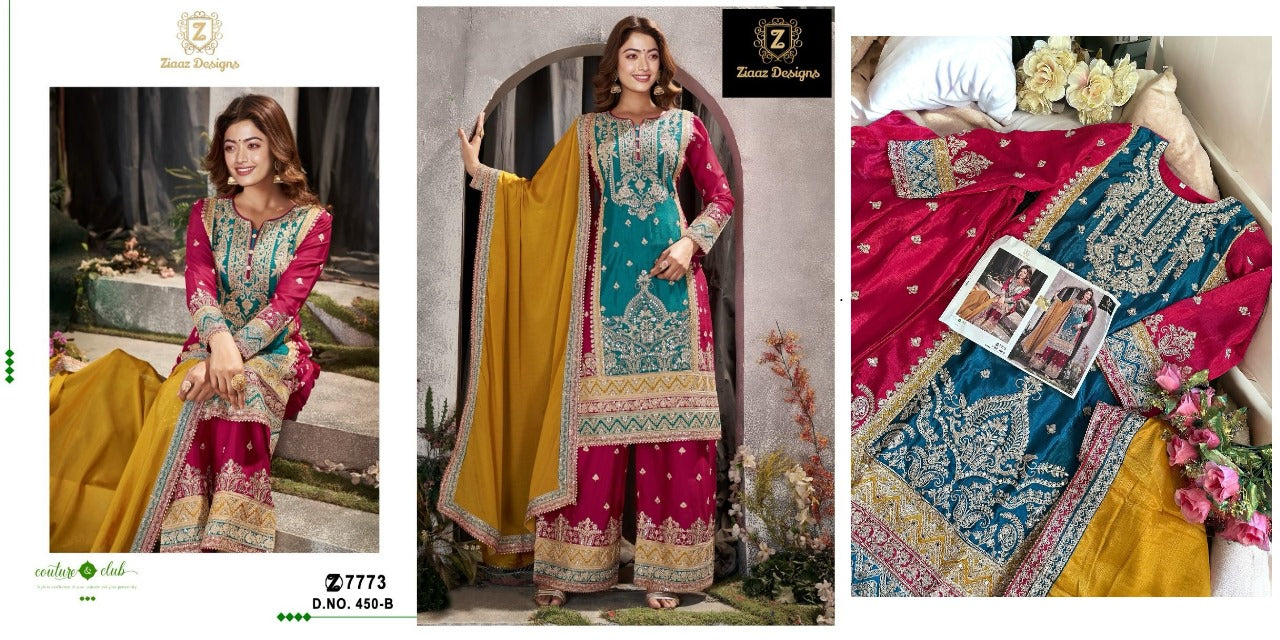 450 Ziaaz Designs Chinon Pakistani Salwar Suits