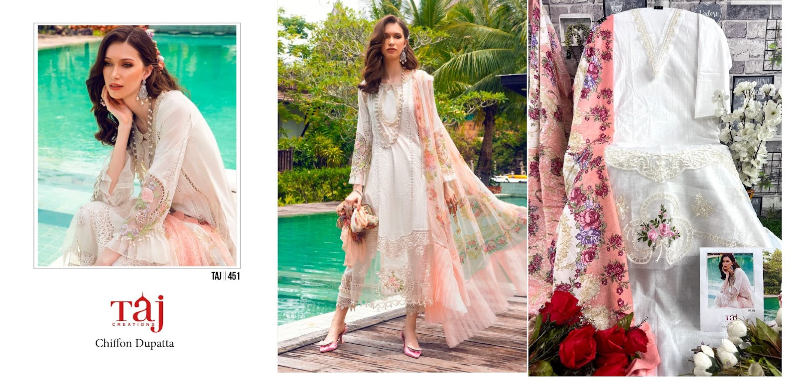 451-454 Taj Creations Cotton Pakistani Salwar Suits