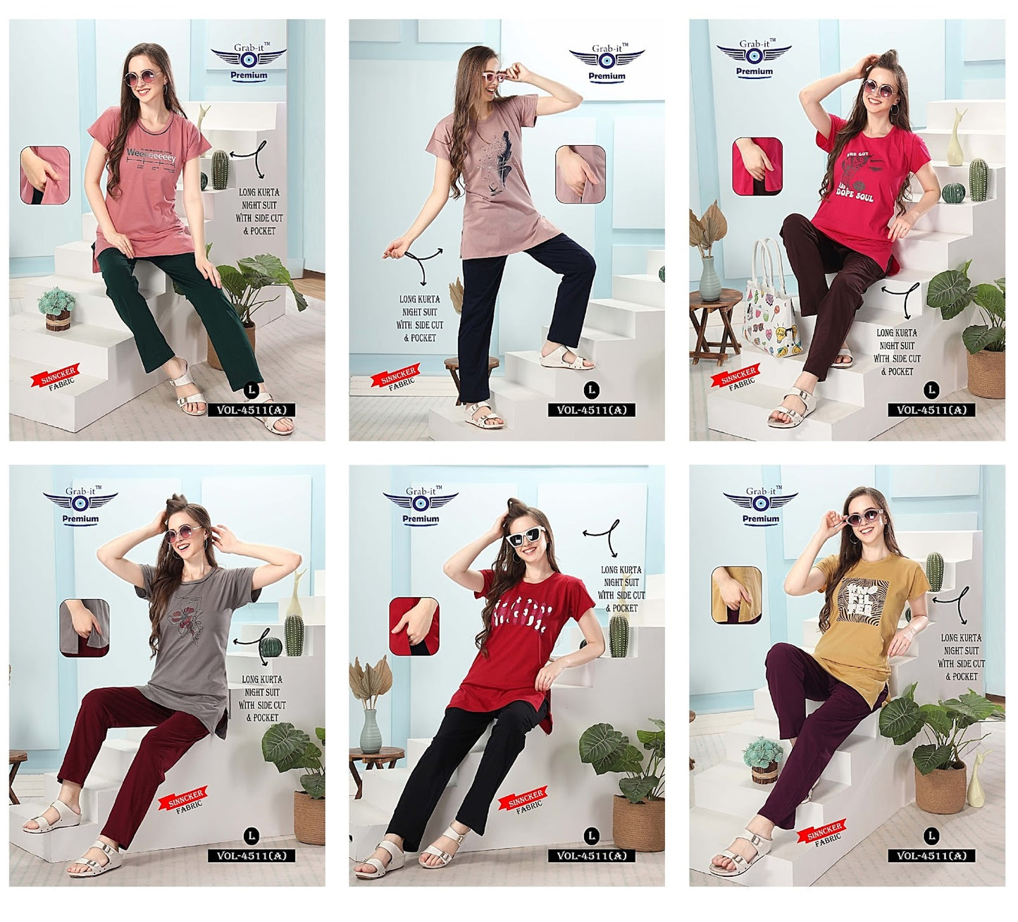 4511-A Grab It Sinker Kurta Night Suits