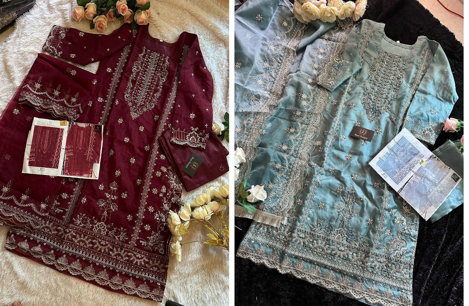 452 Ziaaz Designs Organza Pakistani Salwar Suits