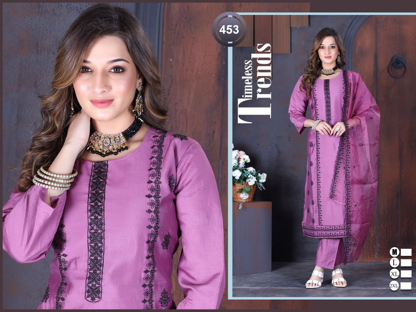 453-New Ladli Roman Silk Readymade Pant Style Suits