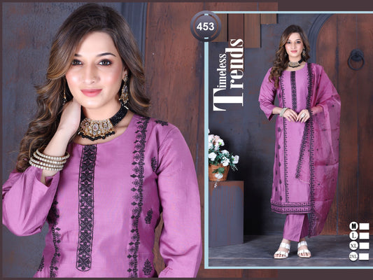 453-New Ladli Roman Silk Readymade Pant Style Suits