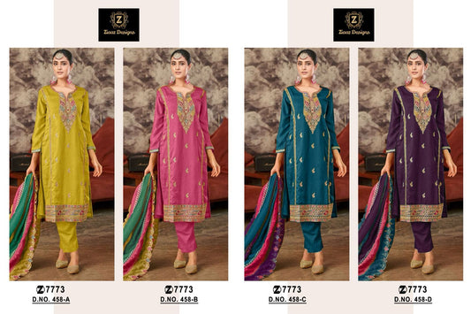 458 Ziaaz Designs Chinnon Pakistani Salwar Suits