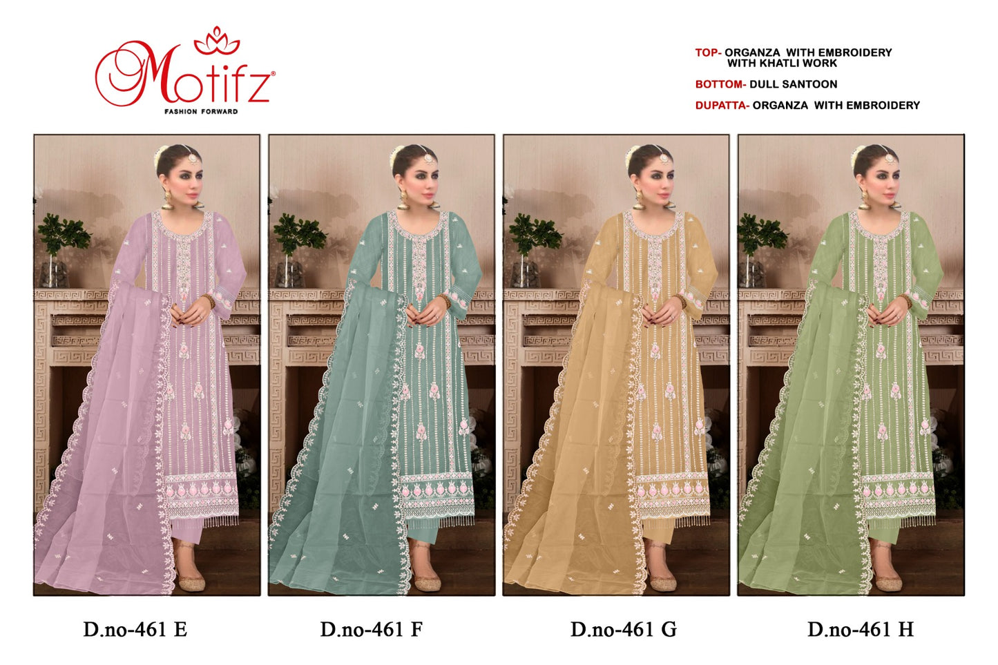 461 Motifz Organza Pakistani Salwar Suits