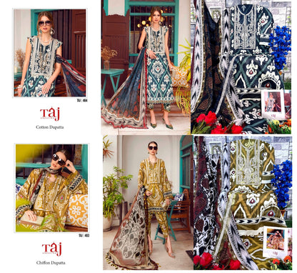 463-464 Taj Creations Cotton Pakistani Patch Work Suits