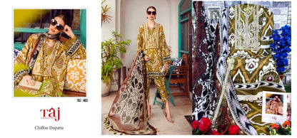 463-464 Taj Creations Cotton Pakistani Patch Work Suits