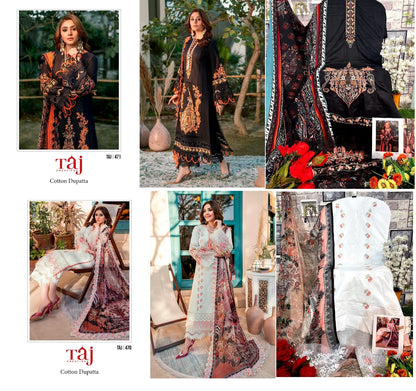 470-471 Taj Creations Cotton Pakistani Patch Work Suits