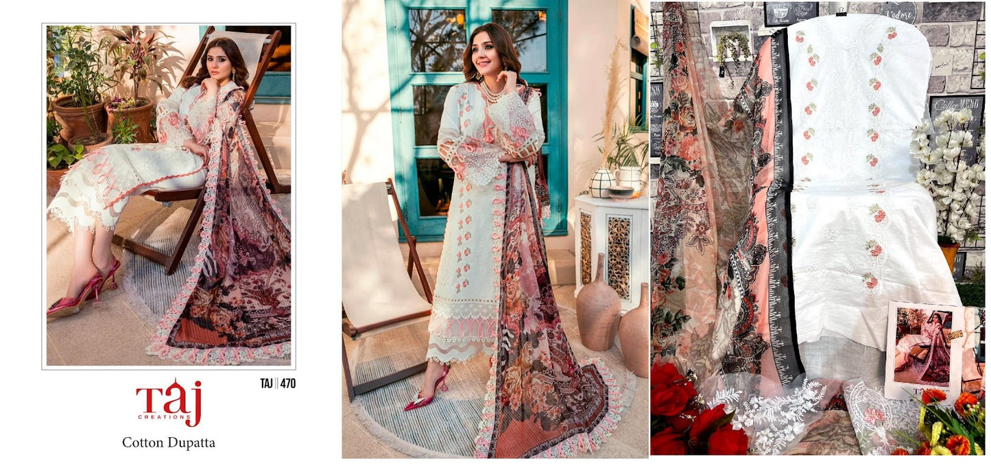 470-471 Taj Creations Cotton Pakistani Patch Work Suits