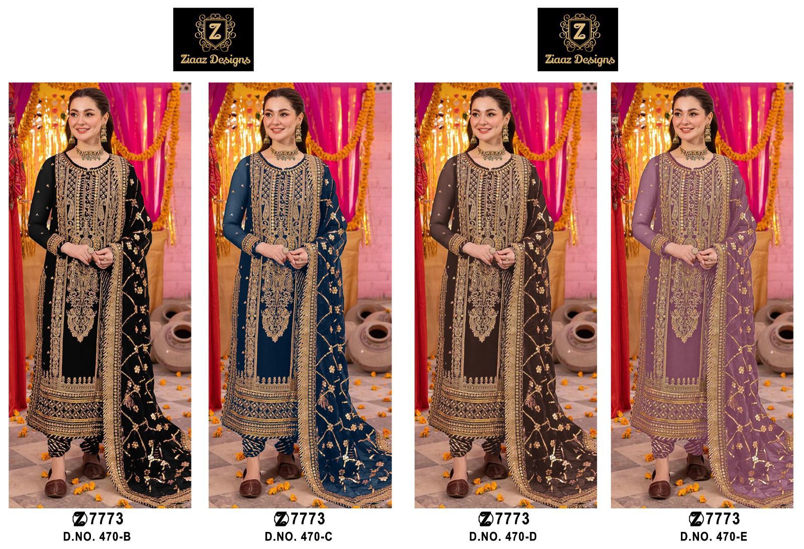 470 Ziaaz Designs Georgette Pakistani Salwar Suits