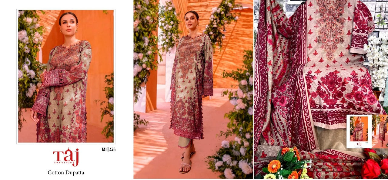 472-475 Taj Creations Cotton Pakistani Salwar Suits
