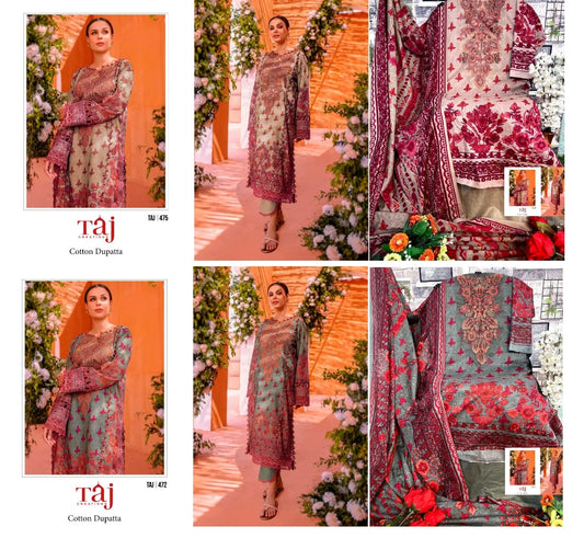 472-475 Taj Creations Cotton Pakistani Salwar Suits