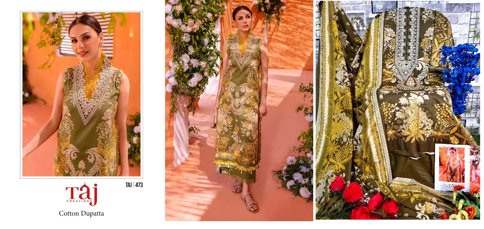 473-476 Taj Creations Cotton Pakistani Salwar Suits