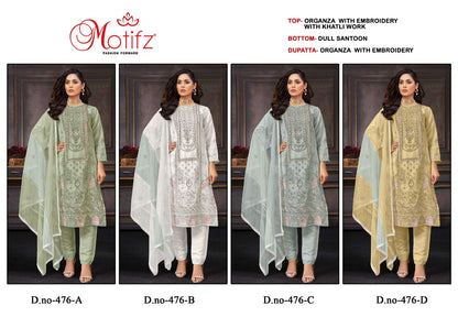 476 Motifz Organza Pakistani Salwar Suits
