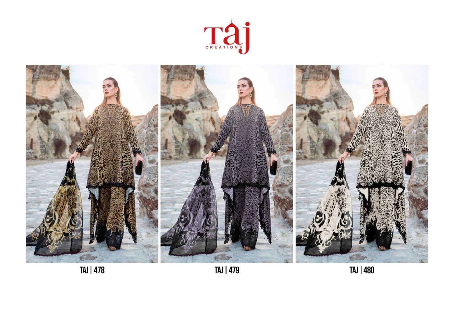 478-479-480 Taj Creations Cotton Pakistani Patch Work Suits