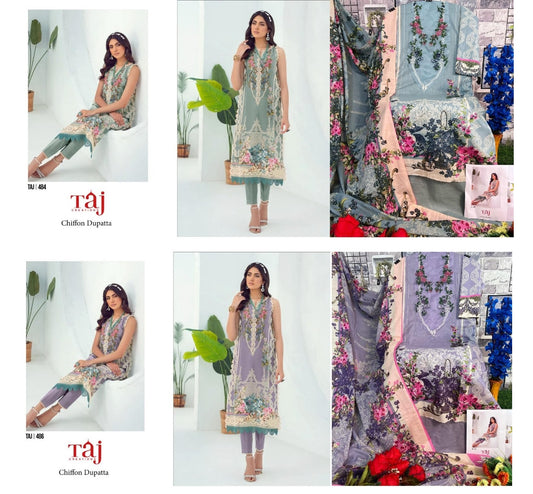 484-486 Taj Creations Pure Cotton Pakistani Salwar Suits