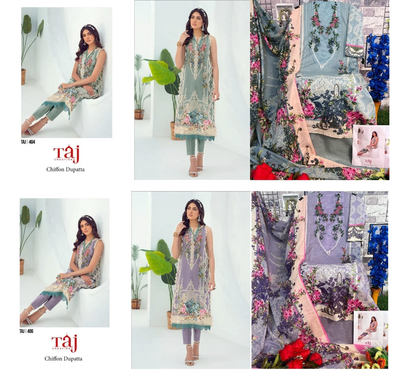484-486 Taj Creations Pure Cotton Pakistani Salwar Suits