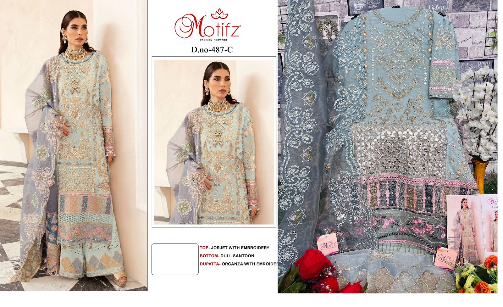 487 Motifz Georgette Pakistani Salwar Suits