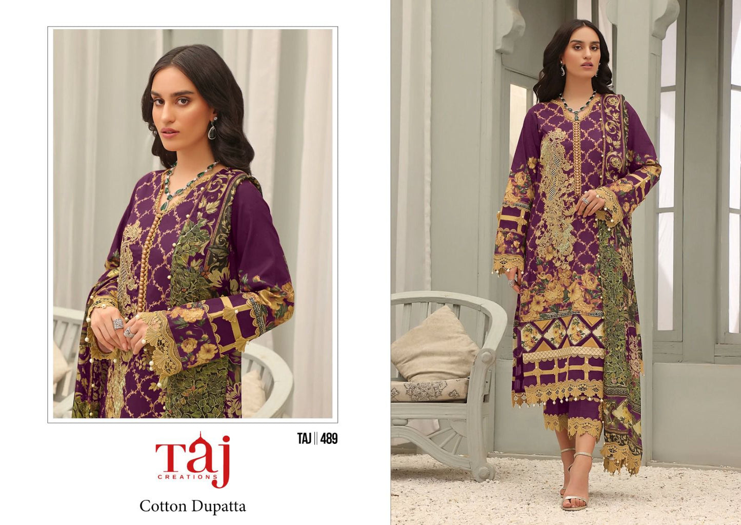 488-489 Taj Creations Pure Cotton Pakistani Salwar Suits