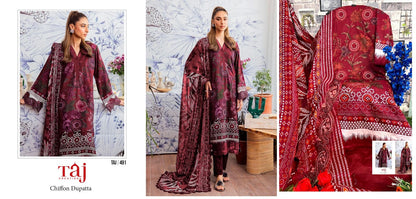 490-491 Taj Creations Cotton Pakistani Patch Work Suits