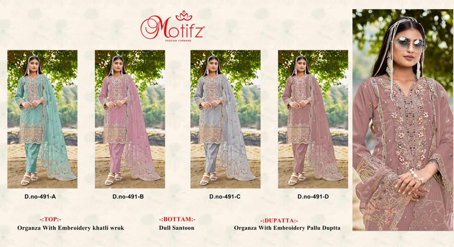 491 Motifz Organza Pakistani Salwar Suits