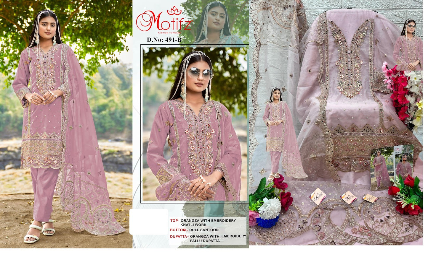 491 Motifz Organza Pakistani Salwar Suits
