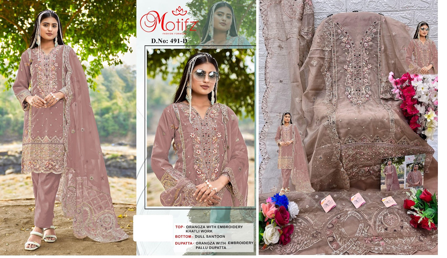 491 Motifz Organza Pakistani Salwar Suits