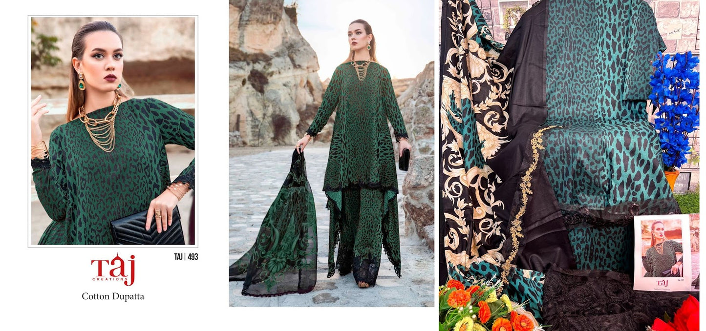 492-493-494 Taj Creations Pure Cotton Pakistani Patch Work Suits