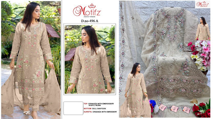 496 Motifz Organza Pakistani Salwar Suits