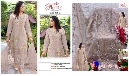 496 Motifz Organza Pakistani Salwar Suits