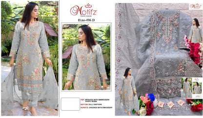 496 Motifz Organza Pakistani Salwar Suits