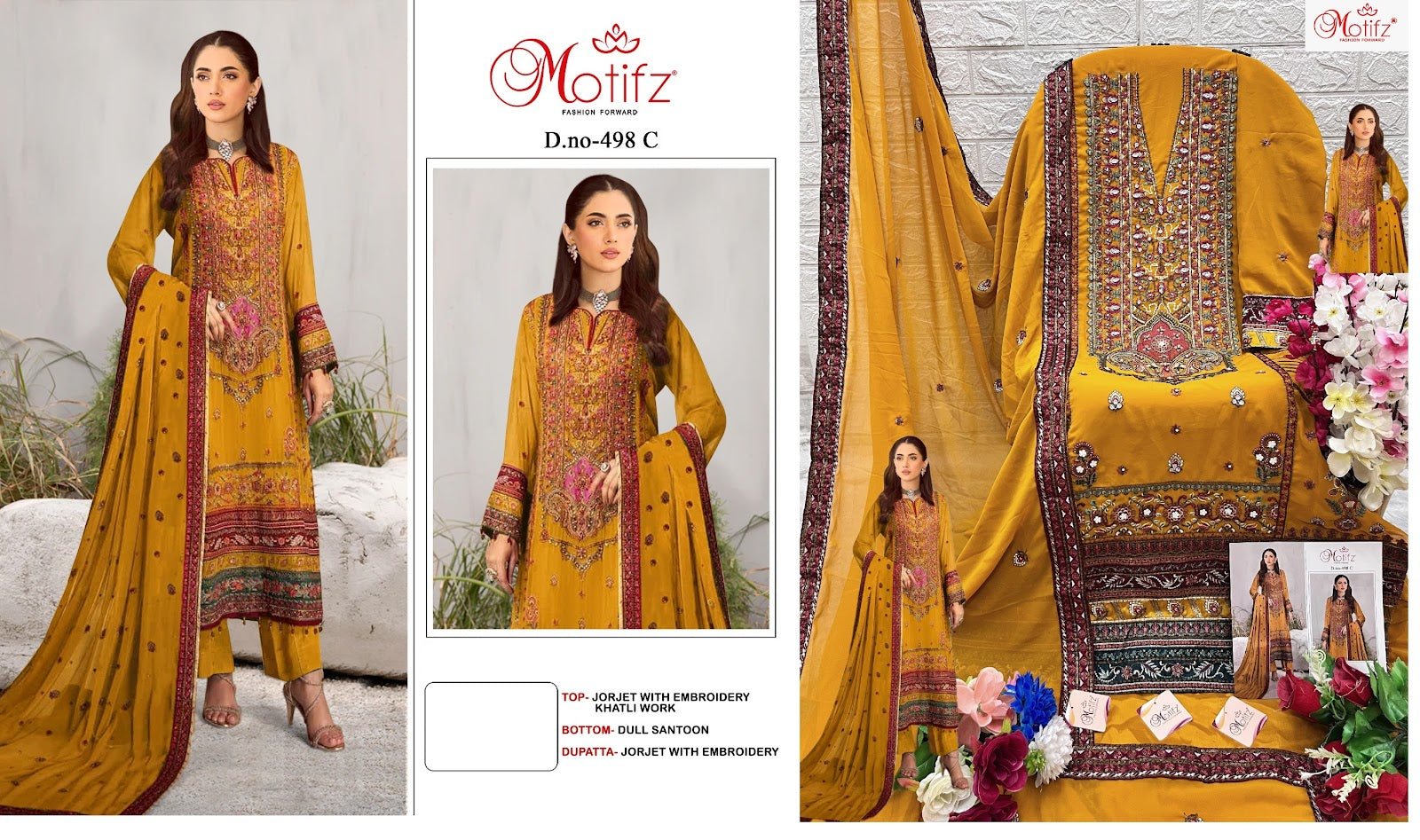 498 Motifz Georgette Pakistani Salwar Suits