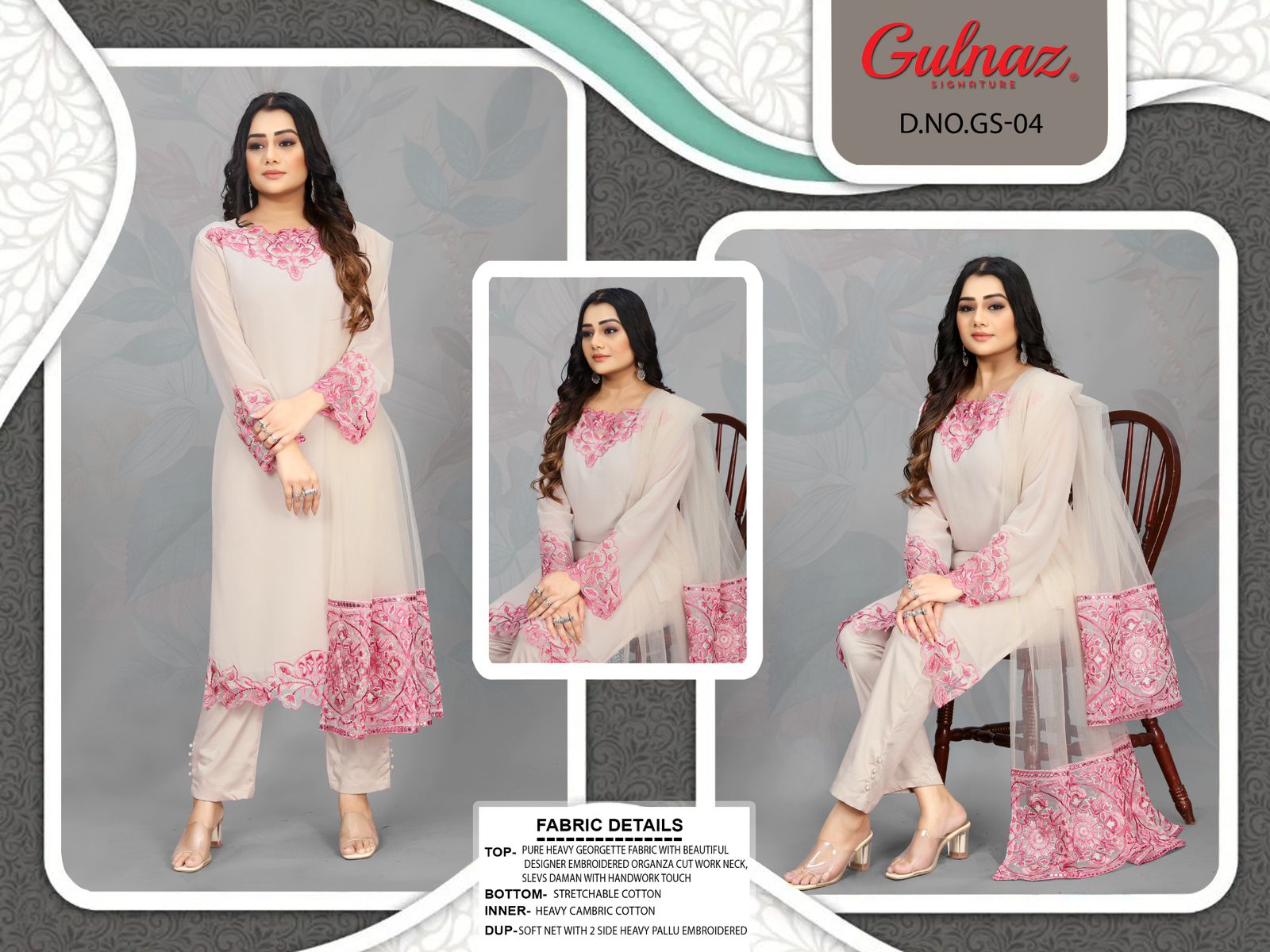 4 Gulnaz Georgette Pakistani Readymade Suits