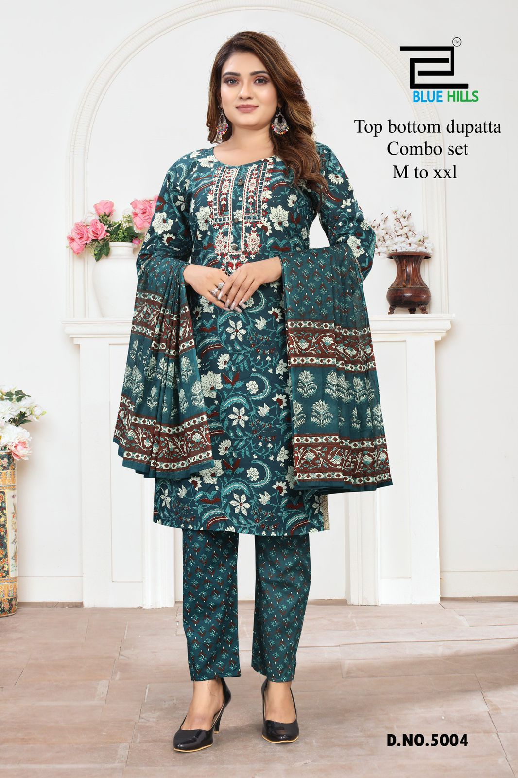 5001-5007 Blue Hills Cotton Readymade Pant Style Suits