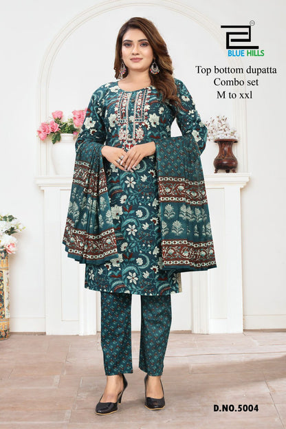 5001-5007 Blue Hills Cotton Readymade Pant Style Suits